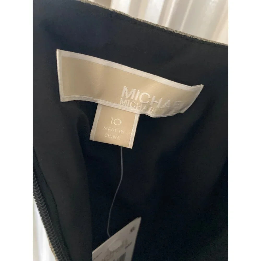 NWT MICHAEL KORS WOMENS PLEATED LAME BUSTIER D SILVER 10